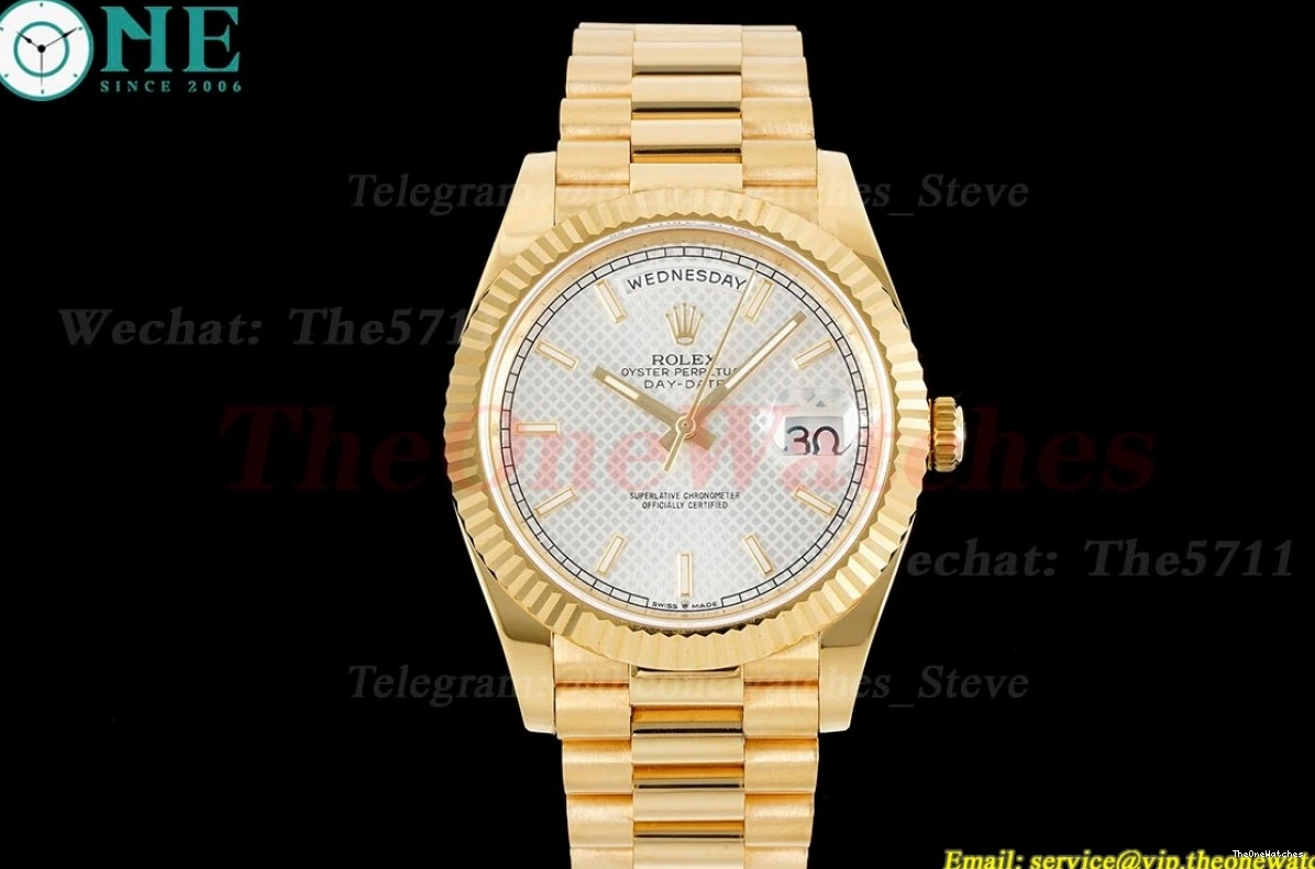 Textured DayDate Dial YG EWF YG 40mm A2836 Silver 0327